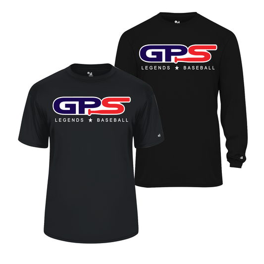 Black GPS Legends Logo Shirt, GPS Black Tee, Legends Baseball Drifit