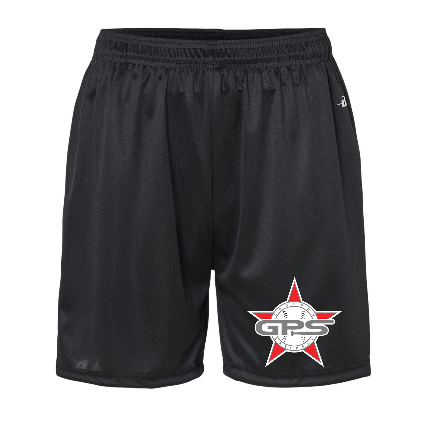 GPS Legends Star Black Drifit Shorts, Legends Baseball Shorts, GPS Baseball Shorts