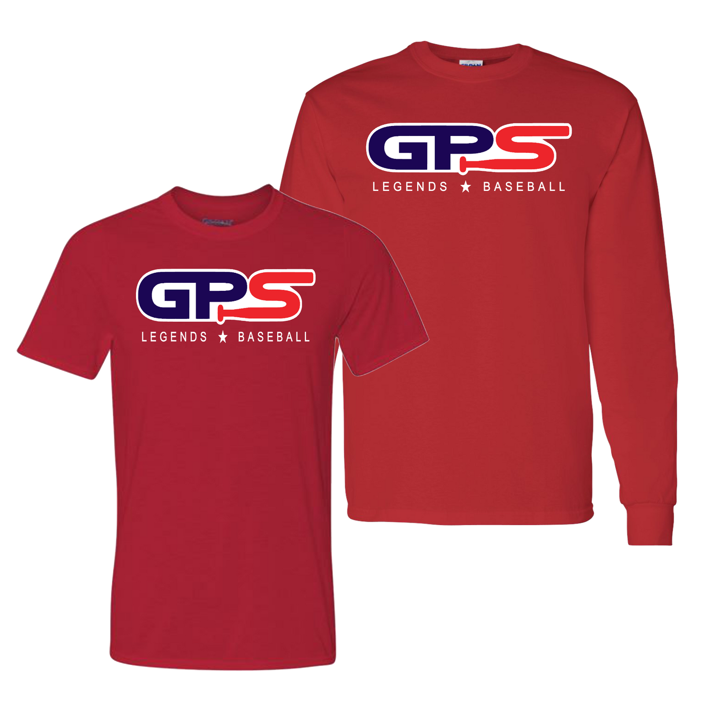 Red GPS Legends Logo Shirt, GPS Red Tee, Legends Baseball Drifit