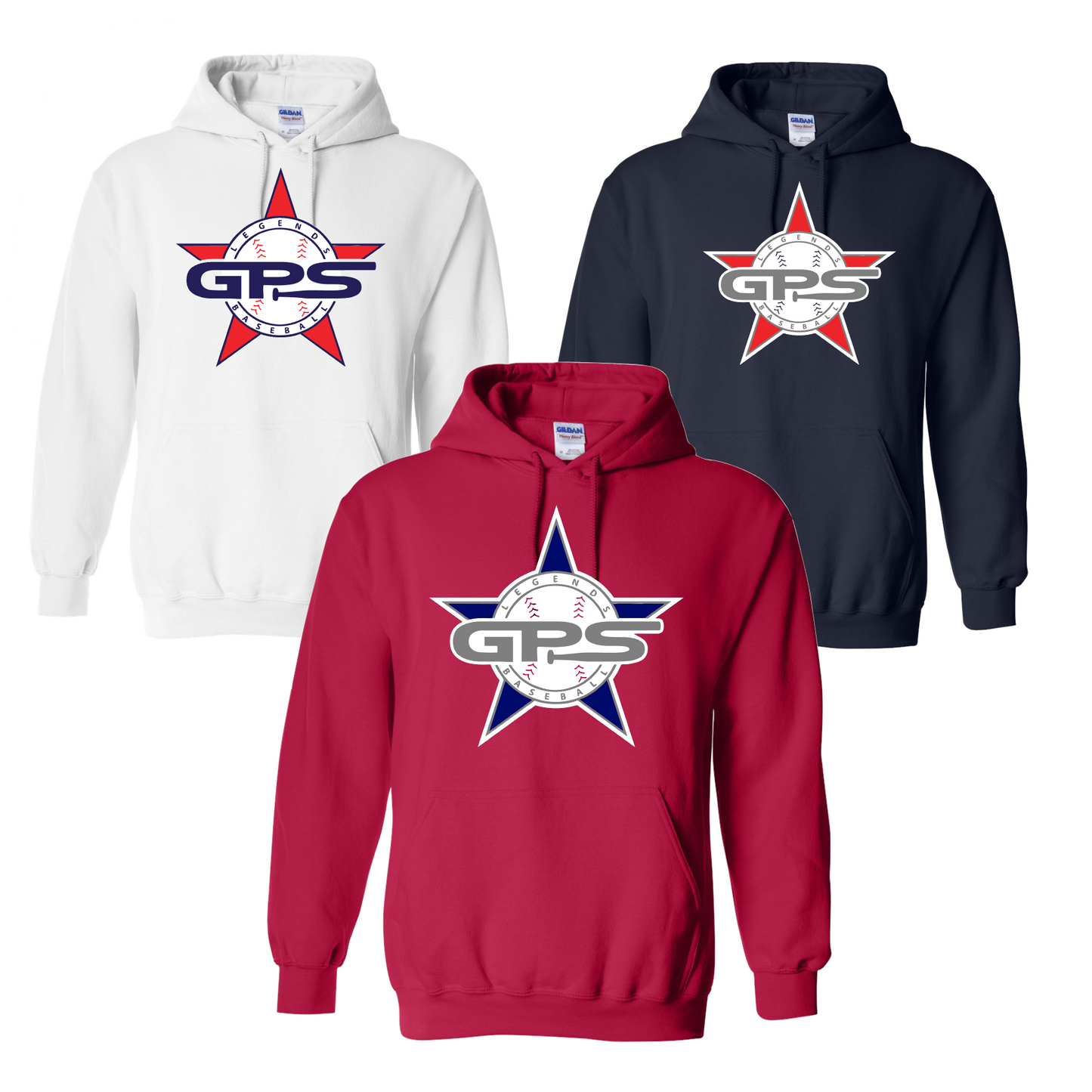 GPS Legends Star Baseball Hoodie, Navy Blue Sweatshirt, GPS Baseball Sweatshirt