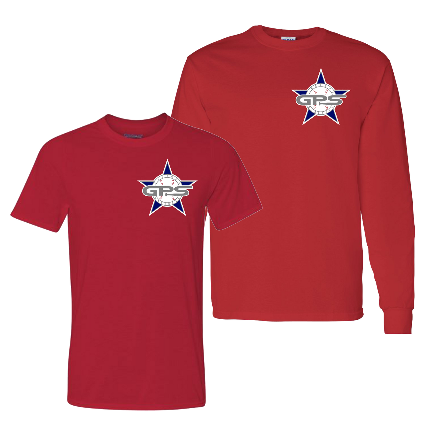 Red GPS Legends Star Logo Shirt, GPS Red Tee, Legends Baseball Drifit