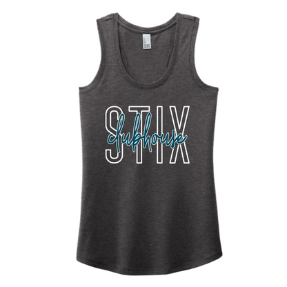 Stix Clubhouse Tank Top, Women's Navy Tank, White Stix Softball Tank Top, District Racerback Tank
