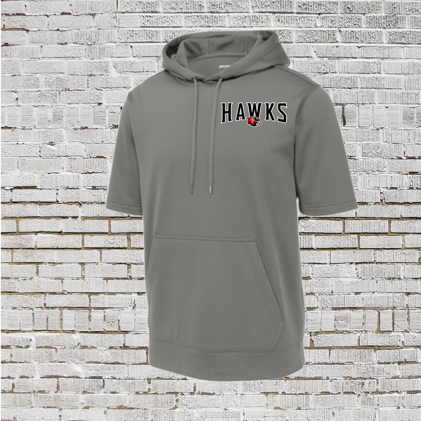 Grey Short Sleeve Fleece Hawks Baseball, Baseball Hawks Sweatshirt, Hawks Baseball Hoodie