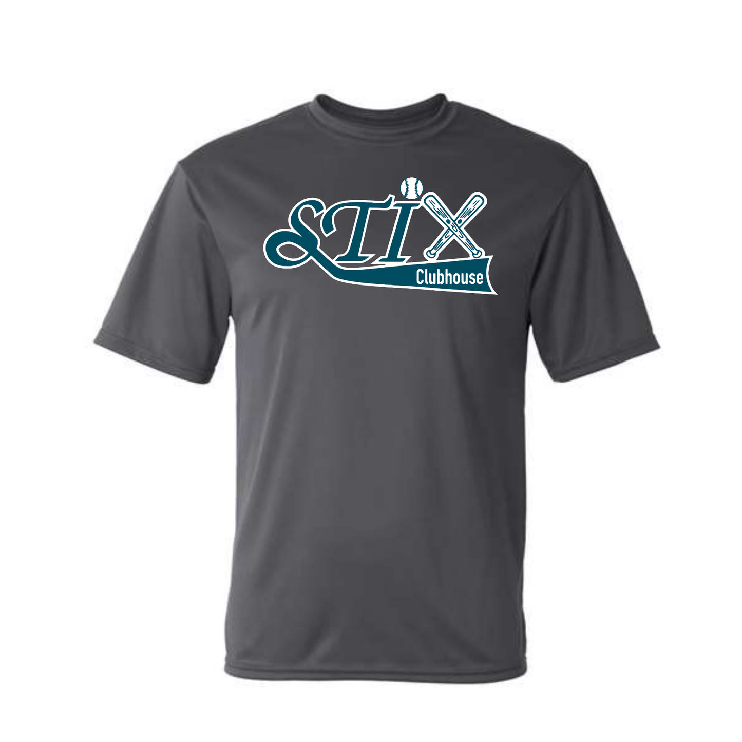 Dark Grey Stix Clubhouse Softball Tee, Long Sleeve STIX Softball Shirt, Stix Sportek Shirt