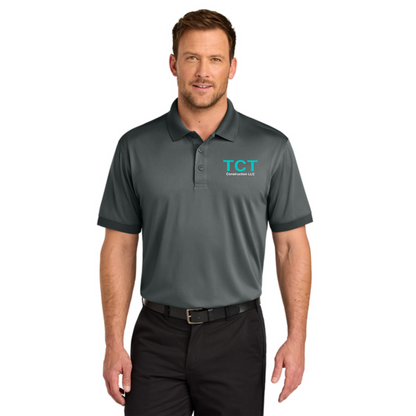 Charcoal TCT Construction Performance Polo, Short Sleeve TCT Shirt, TCT Construction Drifit