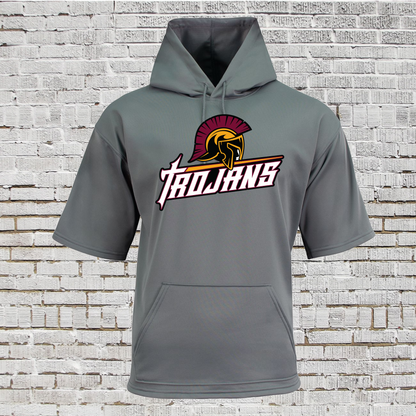 Short Sleeve Fleece Hoodie Trojans Baseball, Trojans Hooded Tee, Trojans Baseball Sweatshirt