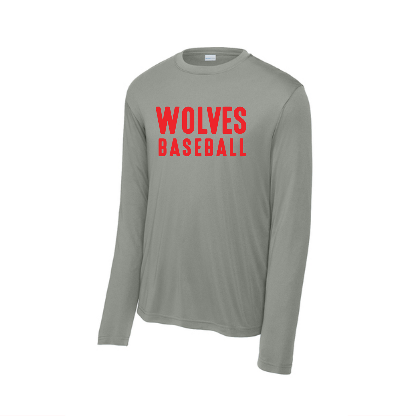 Wolves Baseball Gray Long Sleeve, Wolves Spiritwear, Wolves Baseball Tshirt