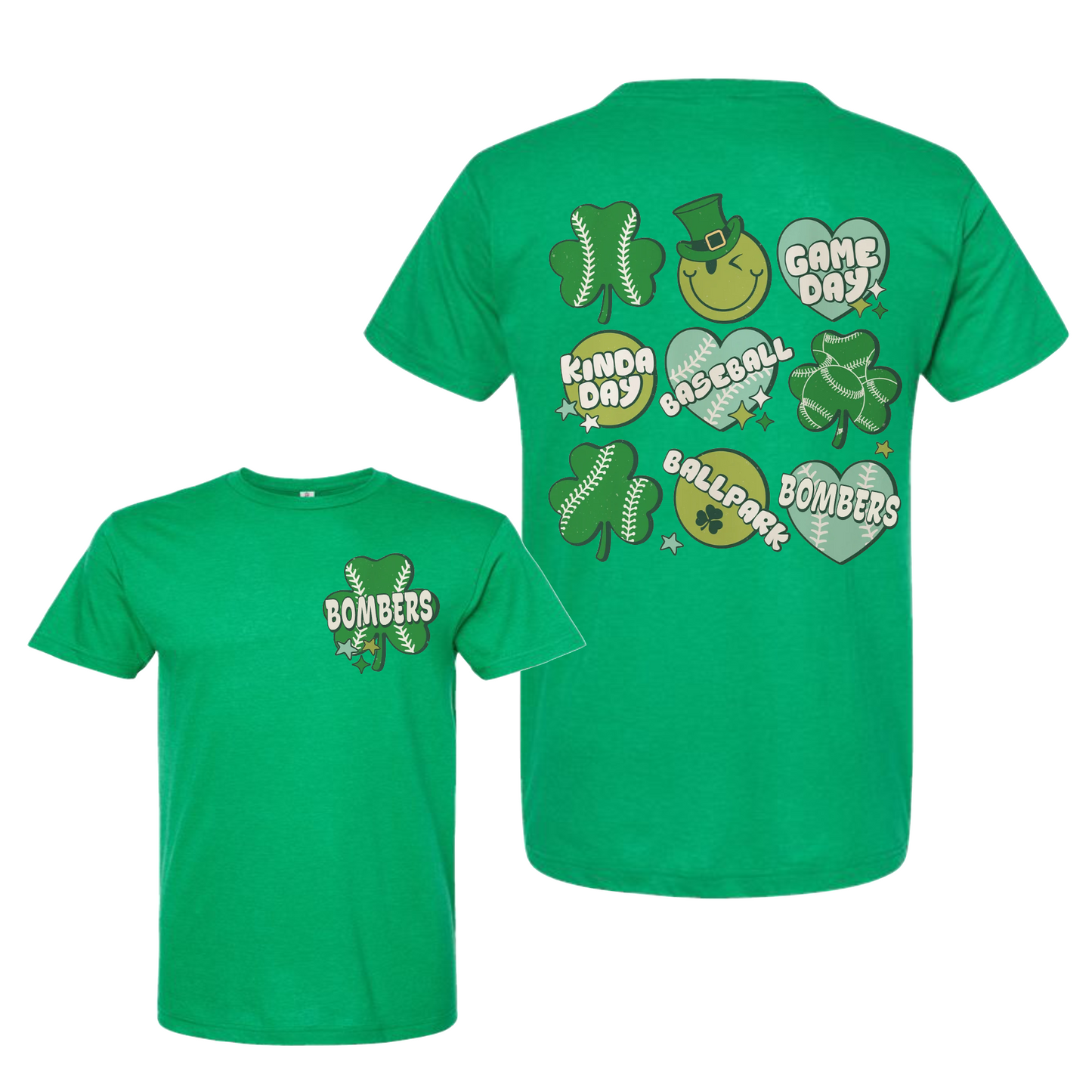 Bombers Baseball St Patricks Day Tshirt, Georgetown Bombers Tee, Shamrock Tee