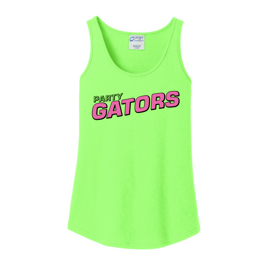 Party Gators Baseball Tank Top, Party Gators Baseball Shirt, Neon Green Tank, Gators Womens Shirt