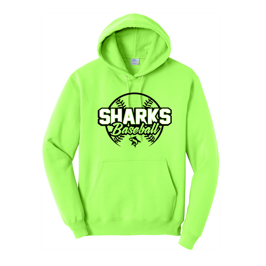 Sharks Baseball Hoodie, Green Sharks Hoodie, Sharks Baseball Sweatshirt