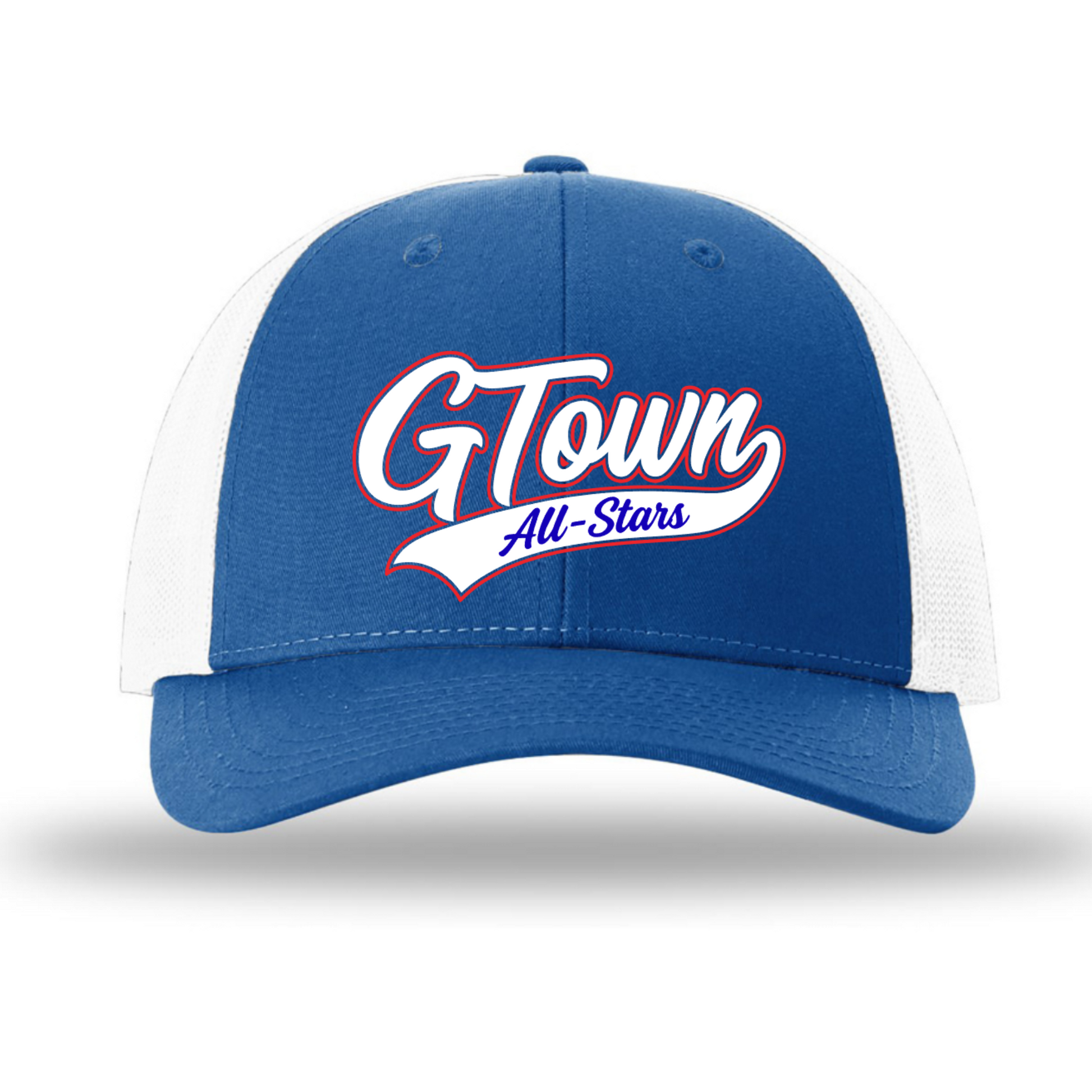 Blue and white cap with 'G Town All-Stars' logo on a white background