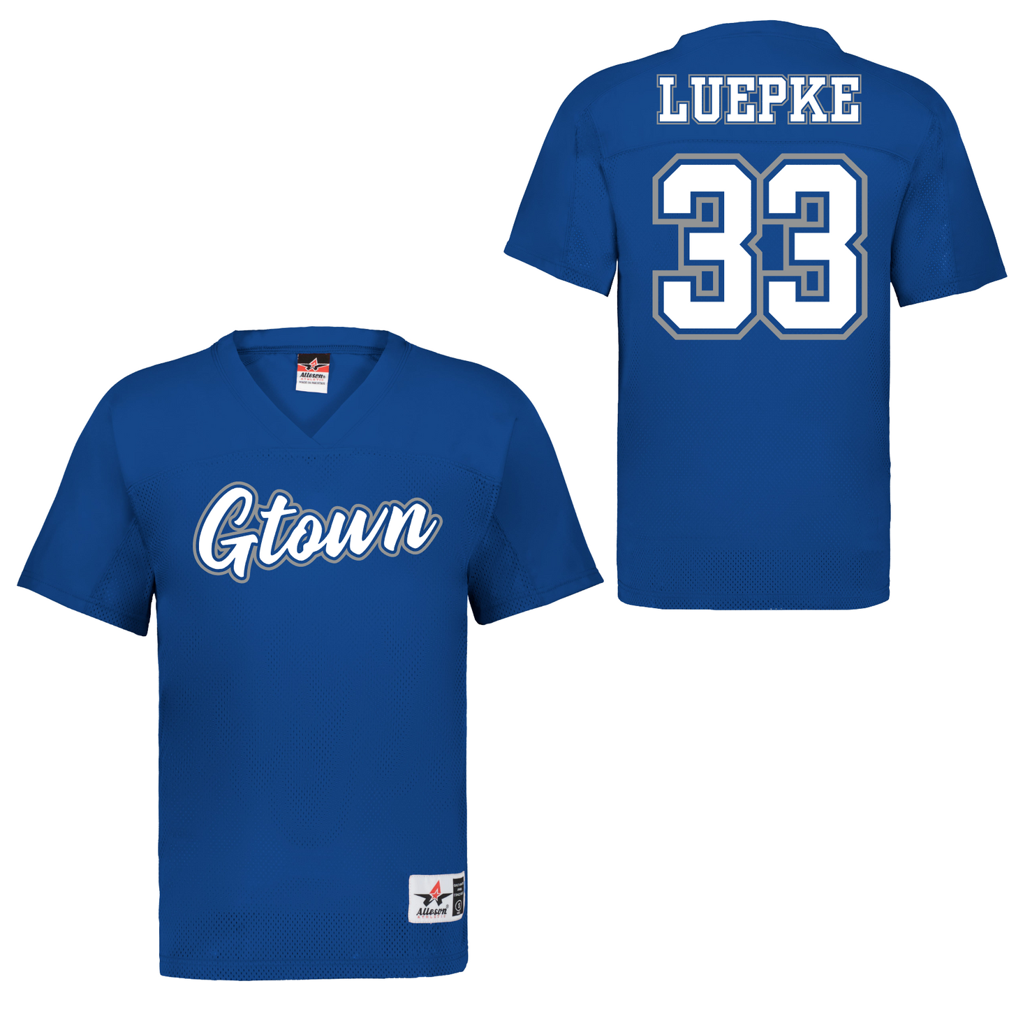Royal Blue Georgetown Football Jersey, Gtown Football Jersey, Graduation Year Jersey