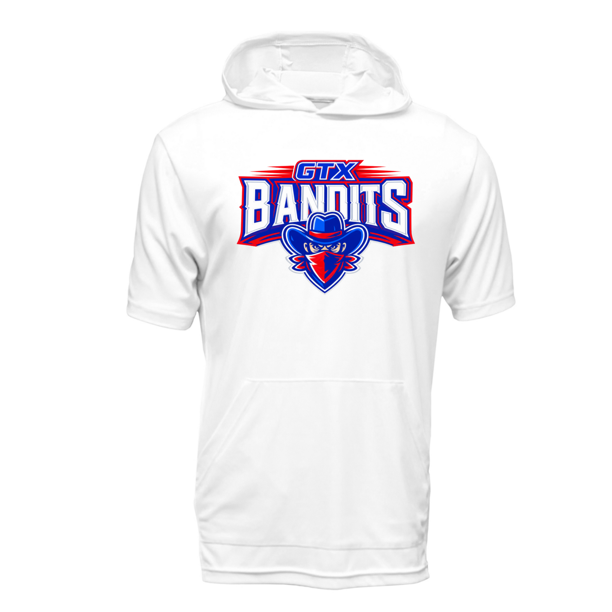 White t-shirt with GTX Bandits logo on a white background