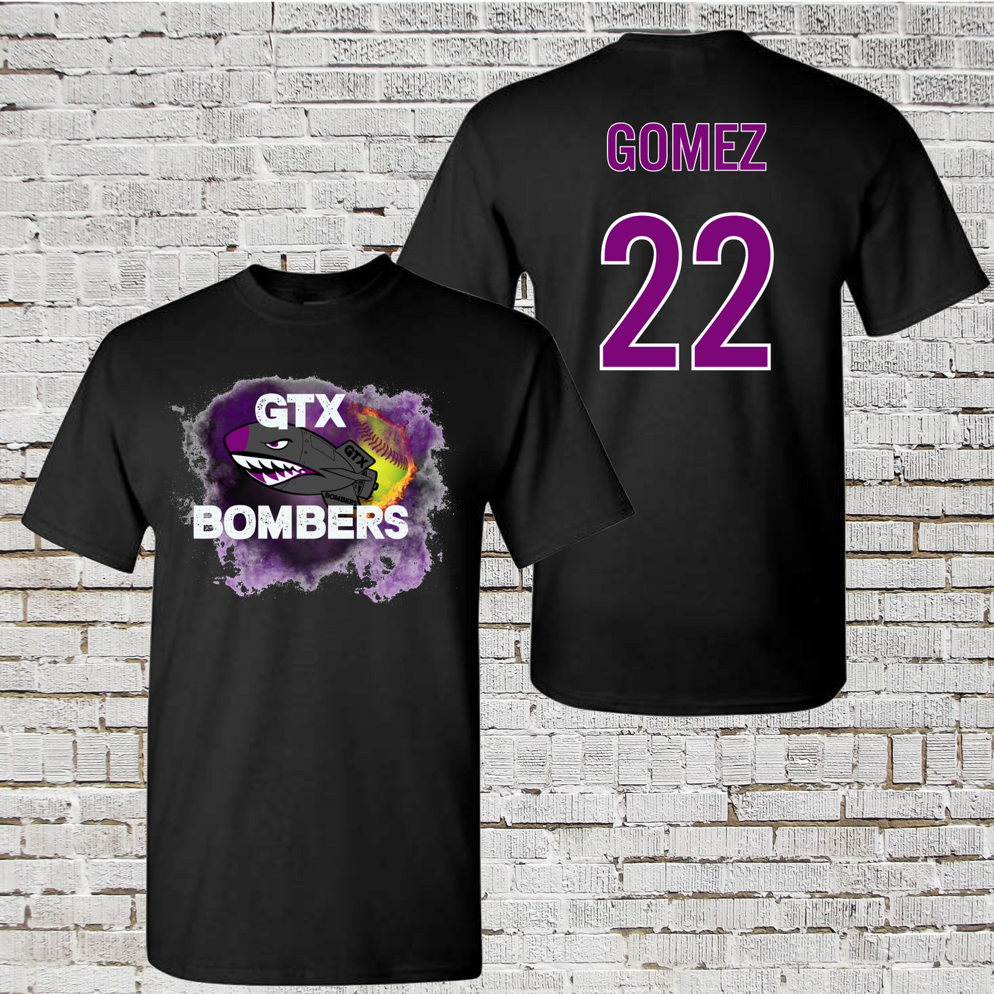 Bombers Take 2 Softball Player Practice Jersey, GTX Bombers Softball Black Tee