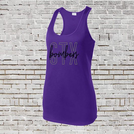 Purple GTX Bombers Tank Top, Bombers Softball Tank Top, Bombers Softball Racerback