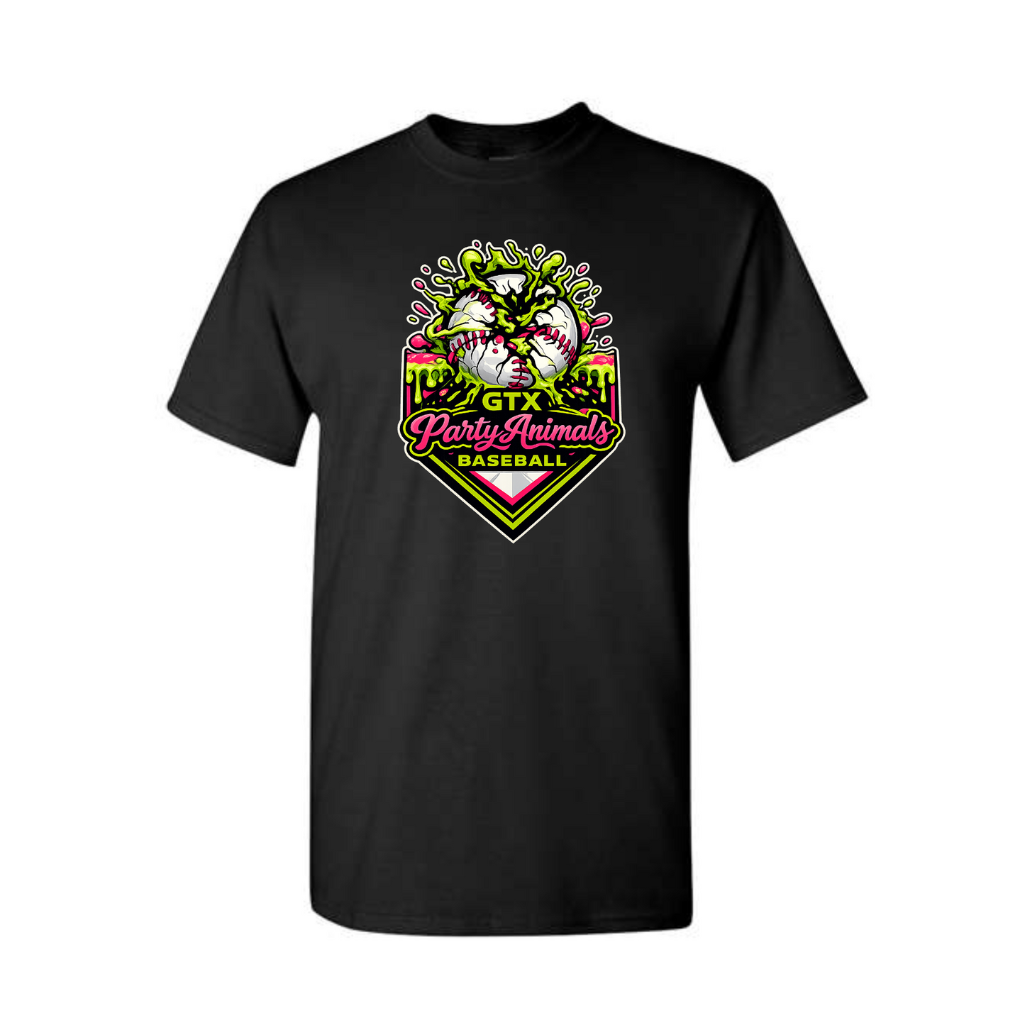 Black Party Animals Baseball Drifit T-Shirt | Classic Team Spirit Tee