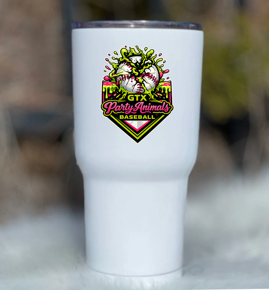 GTX Party Animals Baseball Tumbler Sticker • Sports Team Decal • Water Bottle Sticker for Players & Moms