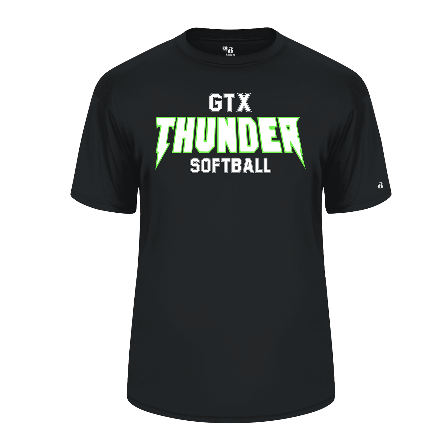 Black GTX Thunder Softball Shirt, Georgetown Thunder Softball Tee, GTX Thunder Softball Shirt