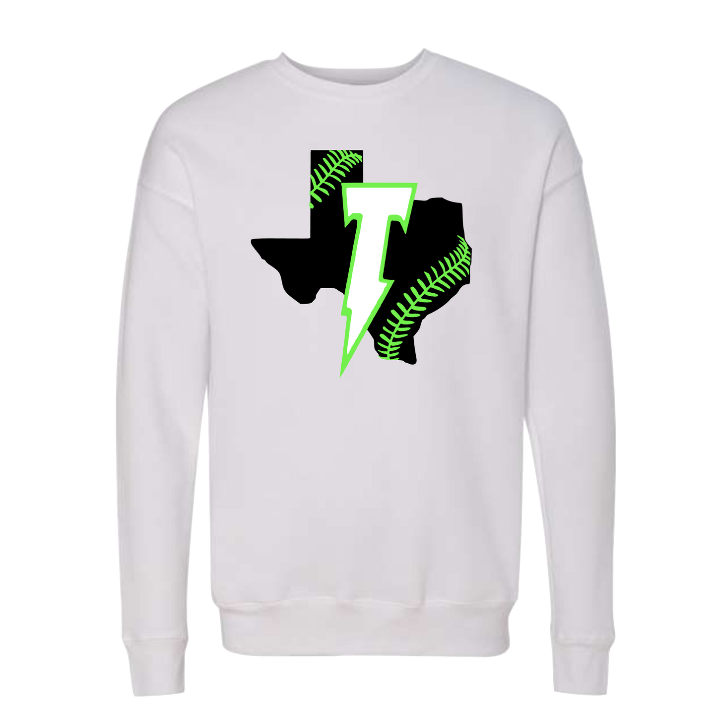 Gtx Thunder Softball Crewneck Sweatshirt, Lime Thunder Softball Sweatshirt, Georgetown Thunder Softball Shirt