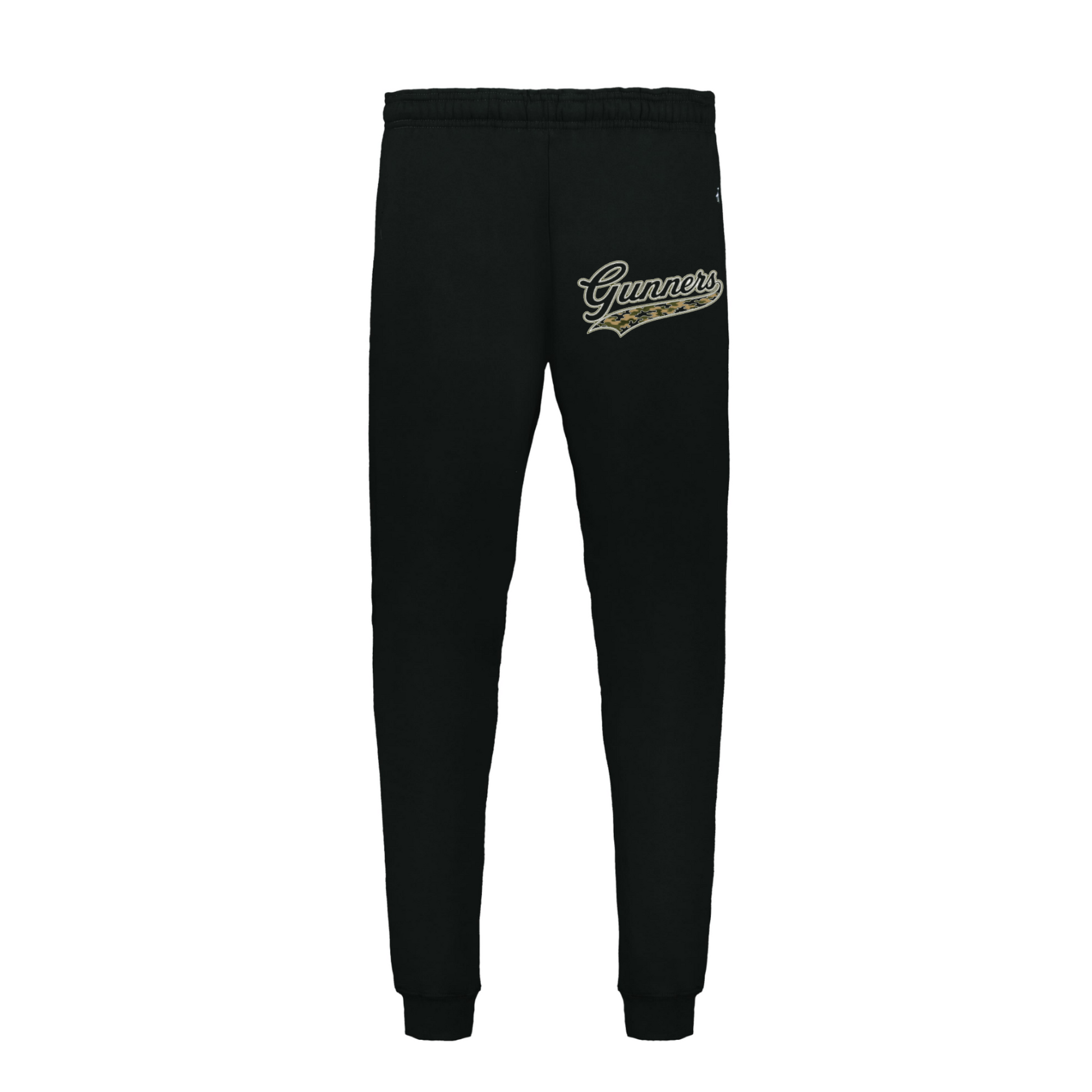 Black Gunners Baseball joggers with olive camo Gunners script logo