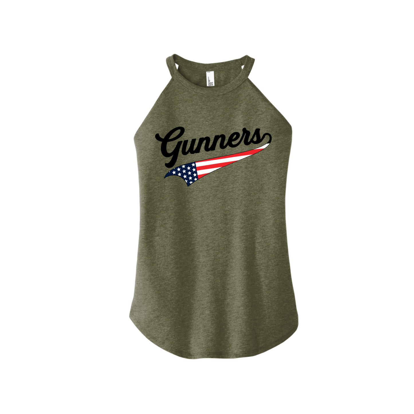 Gunners Baseball military green hoodie with red white and gray team graphic