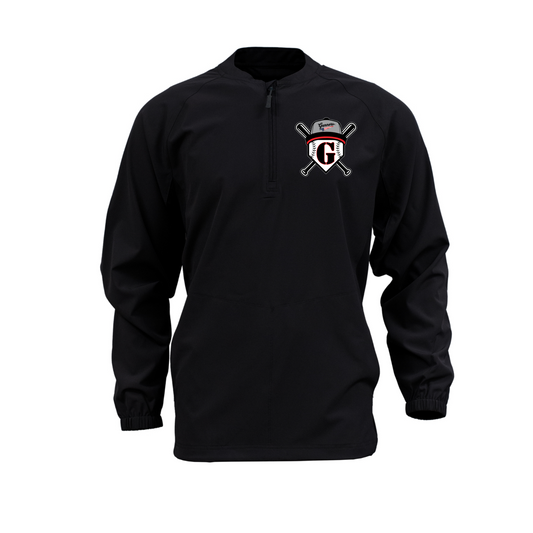 Black Gunners Baseball long sleeve cage jacket with crossed bats and G team logo