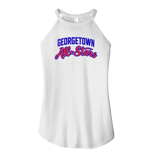 White tank top with 'Georgetown All-Stars' text on a white background