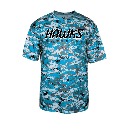 Camo Hawks Baseball Tee, Baseball Hawks Shirt, Hawks Leander Drifit TShirt