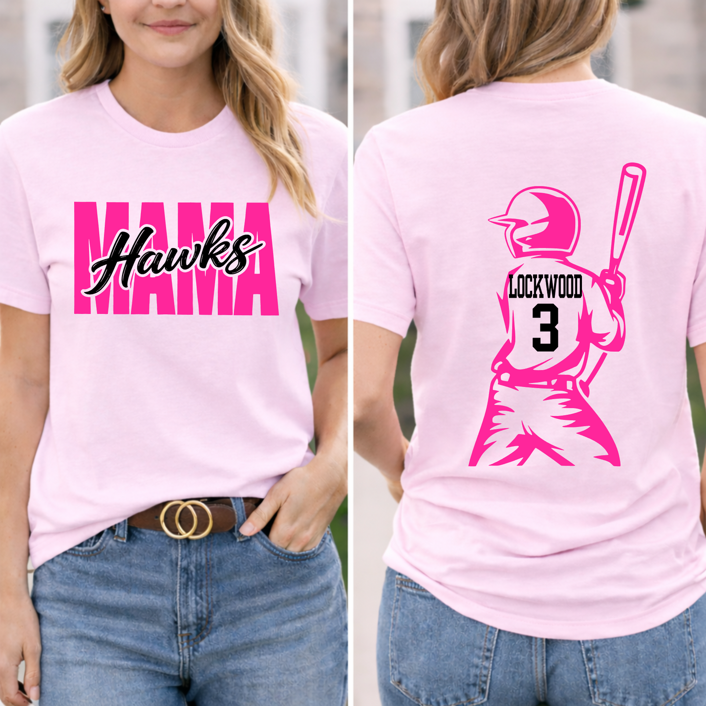 Hawks Mama Tee – Light Pink