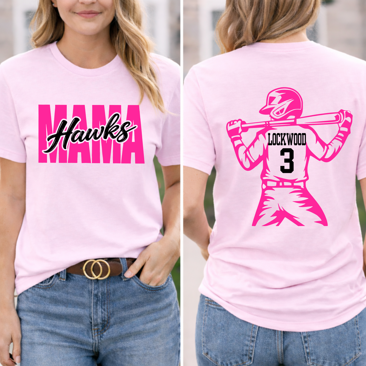 Hawks Mama Tee – Light Pink