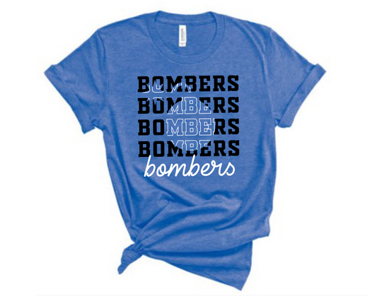 Heather Columbia Blue Bella and Canvas Bombers Tshirt, Georgetown Bombers Tee, Bombers Script Tee