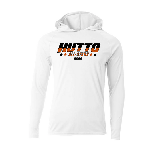 Hutto All-Stars Texas Star White Performance Hooded Long Sleeve