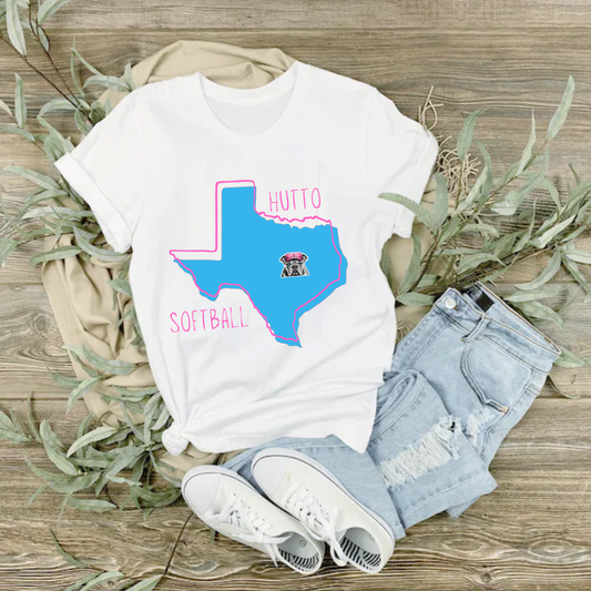 White Hutto Softball Tshirt, Lady Scrappers Bella Tee, Hutto Softball Shirt