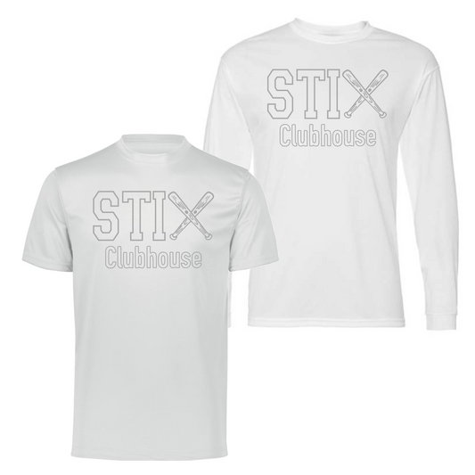 Iced Out STIX Clubhouse Softball Tee, White STIX Softball Tshirt, STIX Softball Long Sleeve