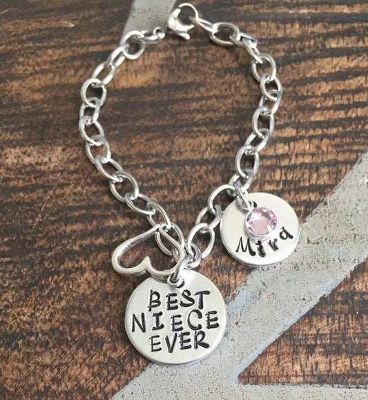 Niece Bracelet Gift for Niece Best Niece Ever Handstamped Bracelet Handstamped Jewelry Custom Bracelet Personalized Bracelet Flower Girl