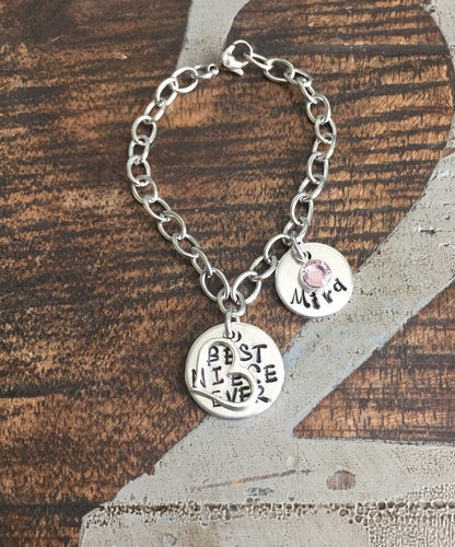 Niece Bracelet Gift for Niece Best Niece Ever Handstamped Bracelet Handstamped Jewelry Custom Bracelet Personalized Bracelet Flower Girl