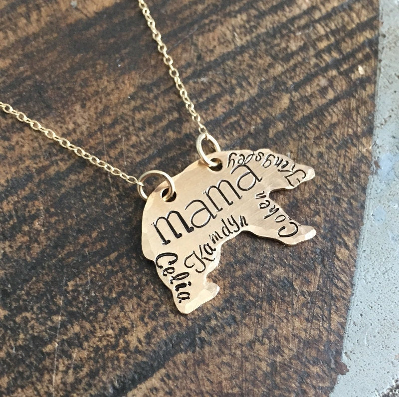 Mama Bear Necklace Mothers Day gift Momma bear necklace Name necklace golden mama necklace bear necklace mom gift mama gift