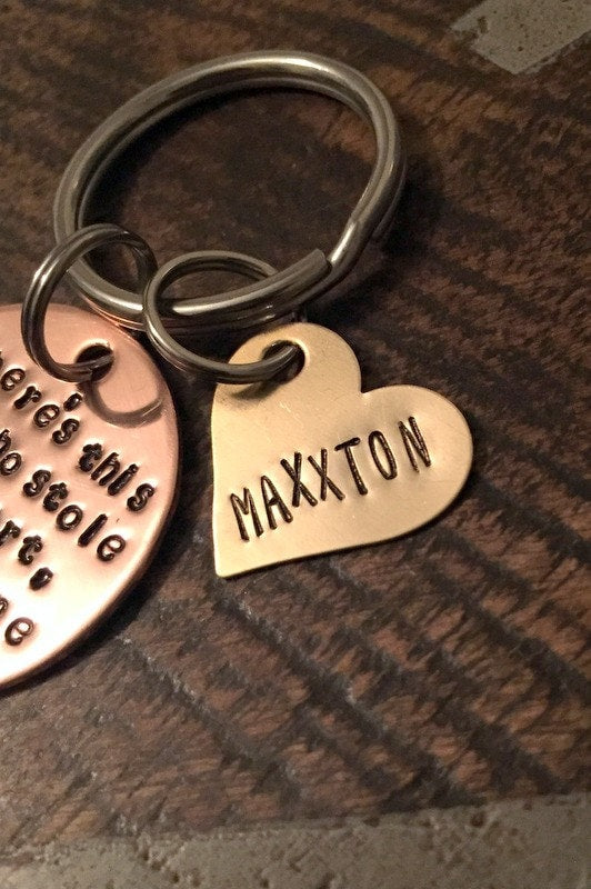 Nana Keychain There's this boy who stole my heart Handstamped Keychain Personalized Keychain Mothers Day Gift Custom Keychain Mom Gift