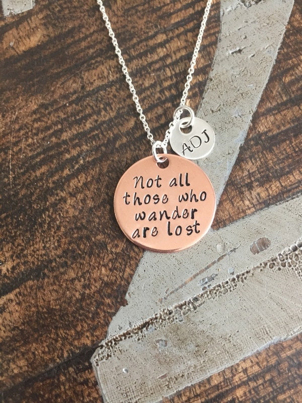 Wander Necklace Handstamped Necklace Custom Necklace Personalized Quote Necklace Sentimental Jewelry Gift for Friend Copper Necklace