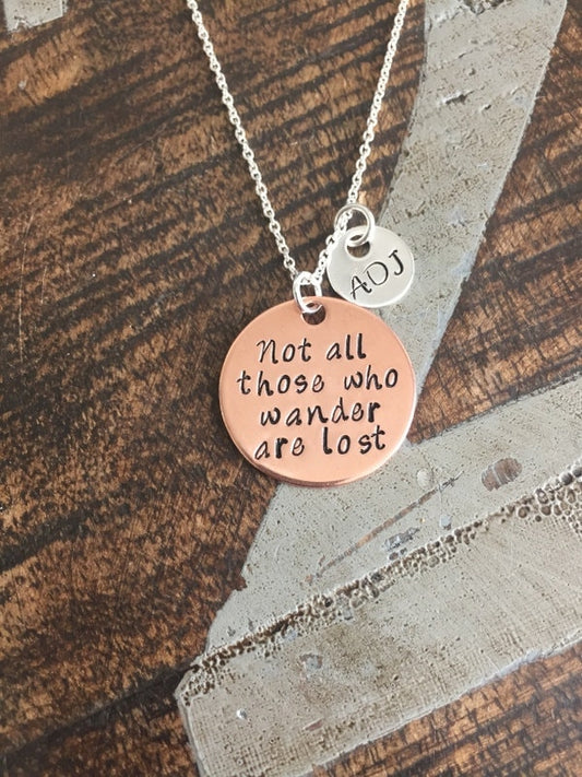 Wander Necklace Handstamped Necklace Custom Necklace Personalized Quote Necklace Sentimental Jewelry Gift for Friend Copper Necklace