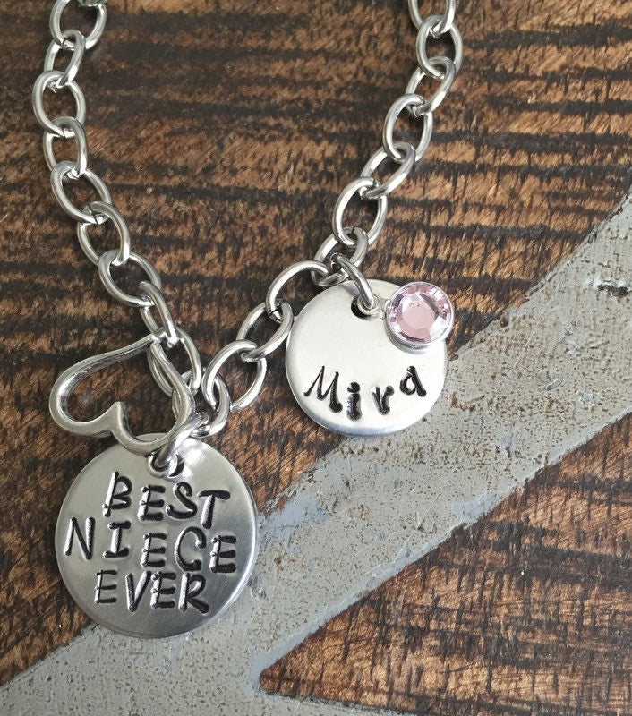 Niece Bracelet Gift for Niece Best Niece Ever Handstamped Bracelet Handstamped Jewelry Custom Bracelet Personalized Bracelet Flower Girl