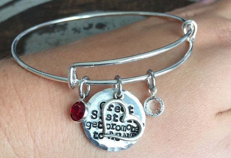 Great Sisters Get Promoted to Aunt Aunt Bangle Aunt Jewelry Handstamped Necklace Name Necklace Auntie Necklace New Aunt Gift Sister Bracelet