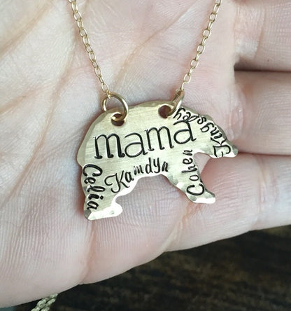 Mama Bear Necklace Mothers Day gift Momma bear necklace Name necklace golden mama necklace bear necklace mom gift mama gift