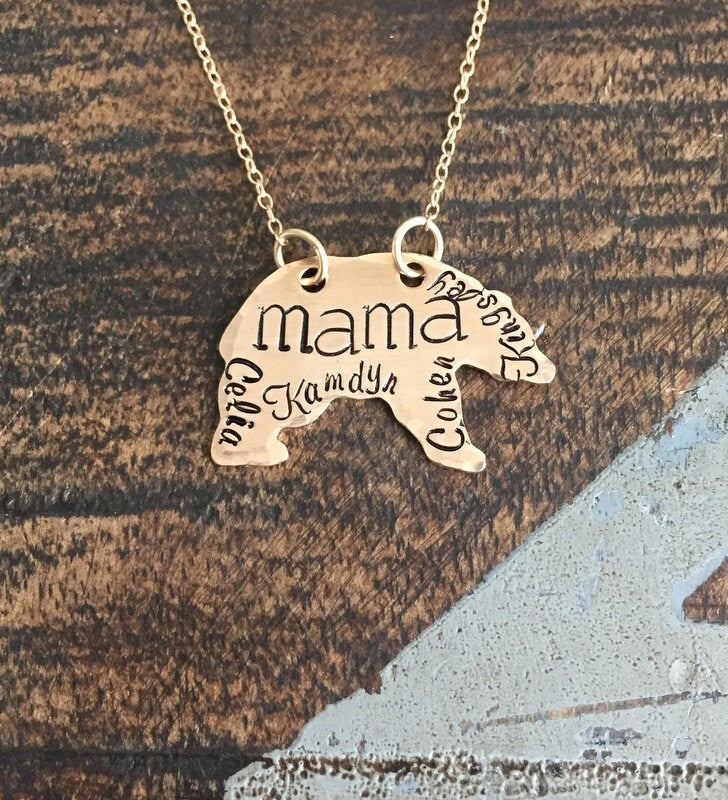 Mama Bear Necklace Mothers Day gift Momma bear necklace Name necklace golden mama necklace bear necklace mom gift mama gift