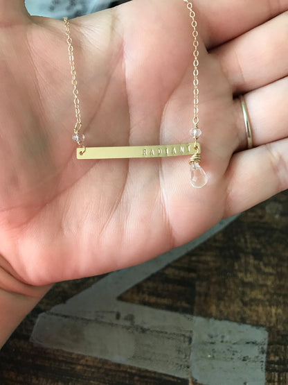 Radiant Necklace Handstamped Necklace Gold Bar Necklace Custom Necklace Personalized Necklace Magnolia Market Jewelry Gift for Mom