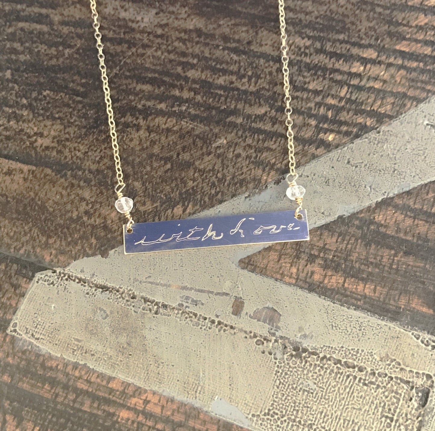 Handwriting Necklace Actual Handwriting Jewelry Custom Necklace Gold Bar Necklace Gift for Mom Handwriting Jewelry Engraved Jewelry