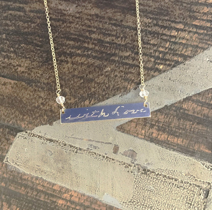 Handwriting Necklace Actual Handwriting Jewelry Custom Necklace Gold Bar Necklace Gift for Mom Handwriting Jewelry Engraved Jewelry