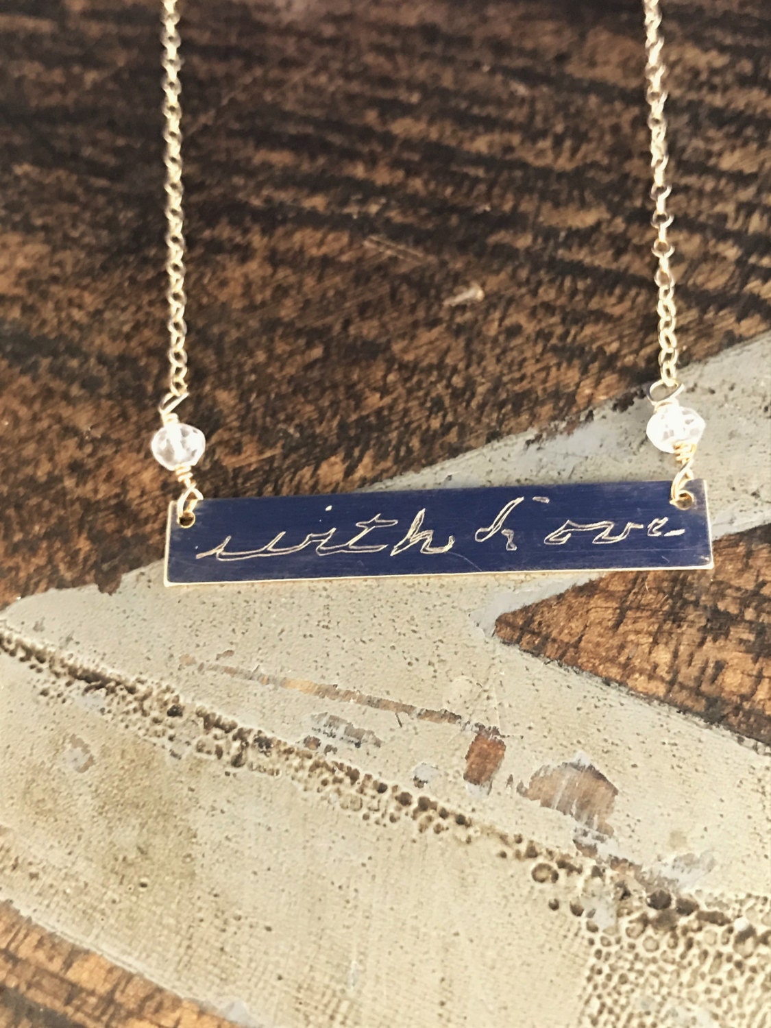 Handwriting Necklace Actual Handwriting Jewelry Custom Necklace Gold Bar Necklace Gift for Mom Handwriting Jewelry Engraved Jewelry