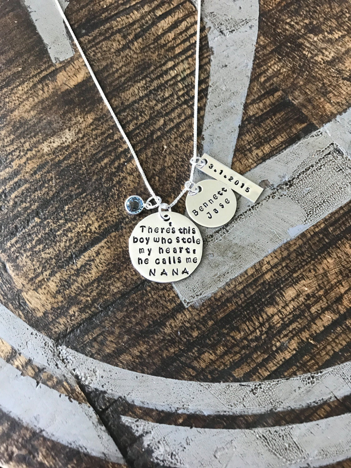 Nana Necklace There this boy who stole my heart Handstamped Necklace Personalize Jewelry Mothers Day Gift Grandma Jewelry Custom Necklace
