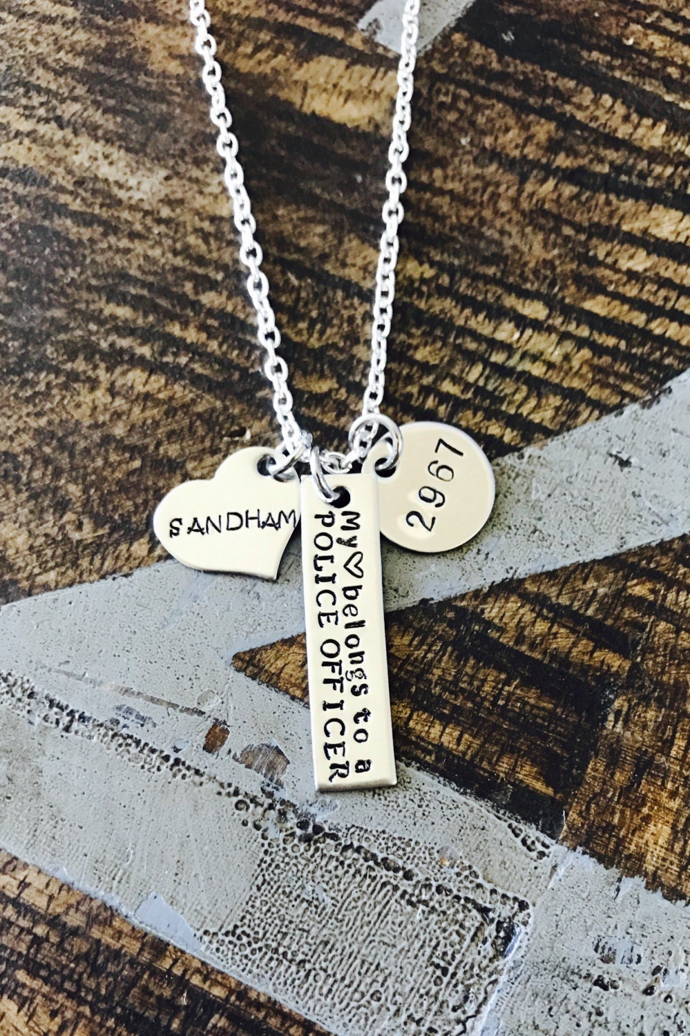 My Heart Belongs to a Police Officer Wife Necklace Police Officer Wife Necklace Handstamped Jewelry Custom Necklace Heart necklace